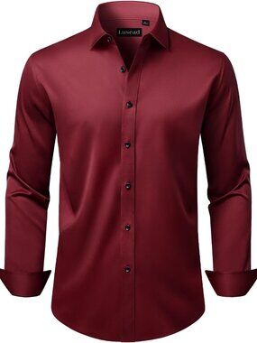 Stylish Men's Long Sleeve Dress Shirt - Stretch, Wrinkle-Free, Formal & Business